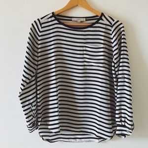 Loft 3/4 or L/S Striped Blouse in Petite